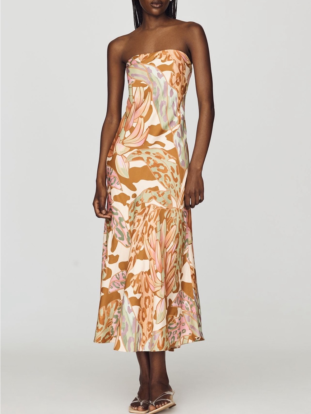 Farm Rio Anthropologie - Strapless Floral-Print Midi Dress XS NWT